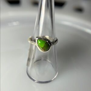 Green Mojave turquoise gemstone sterling silver ring